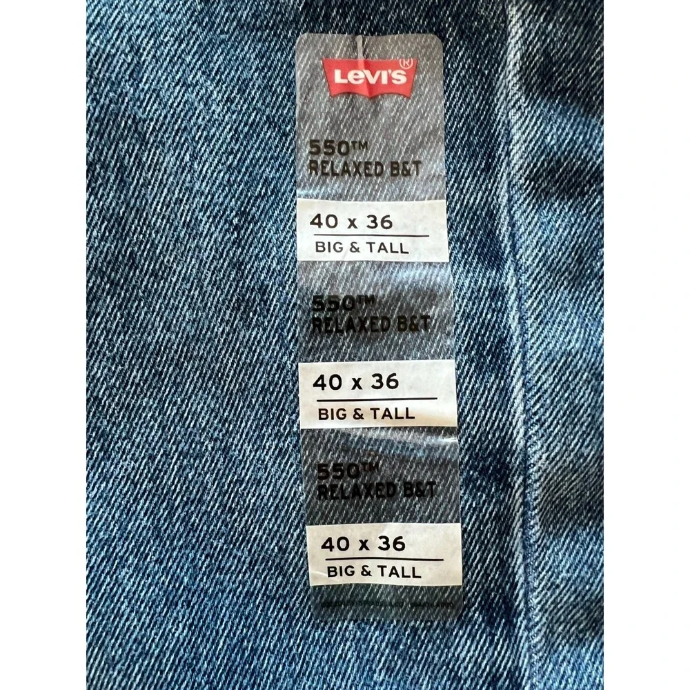 Levi's 550 NEW Relaxed Fit 40x36 Big & Tall Straight Blue Jeans
